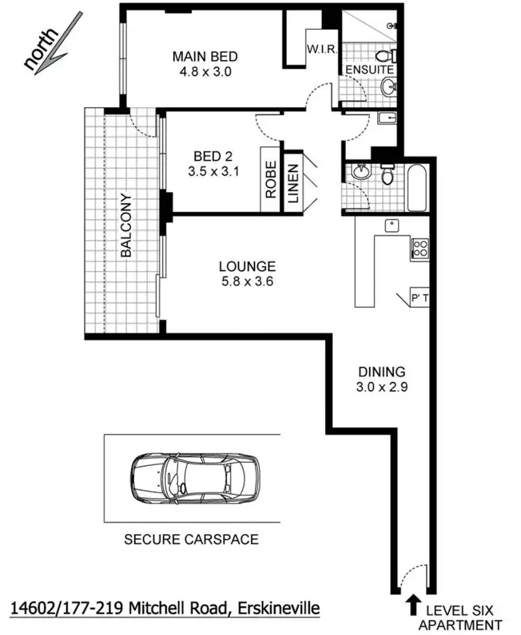 Floorplan of Homely apartment listing, Level 6/02/177-219 Mitchell Rd, Erskineville NSW 2043