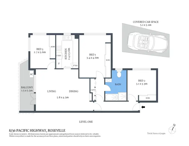 Floorplan of Homely apartment listing, 8/36 Pacific Highway, Roseville NSW 2069