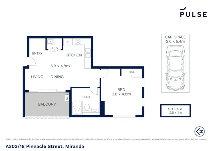 Floorplan of Homely apartment listing, A303/18 Pinnacle Street, Miranda NSW 2228