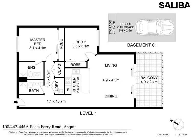 Floorplan of Homely unit listing, 108/442-446A Peats Ferry Road, Asquith NSW 2077