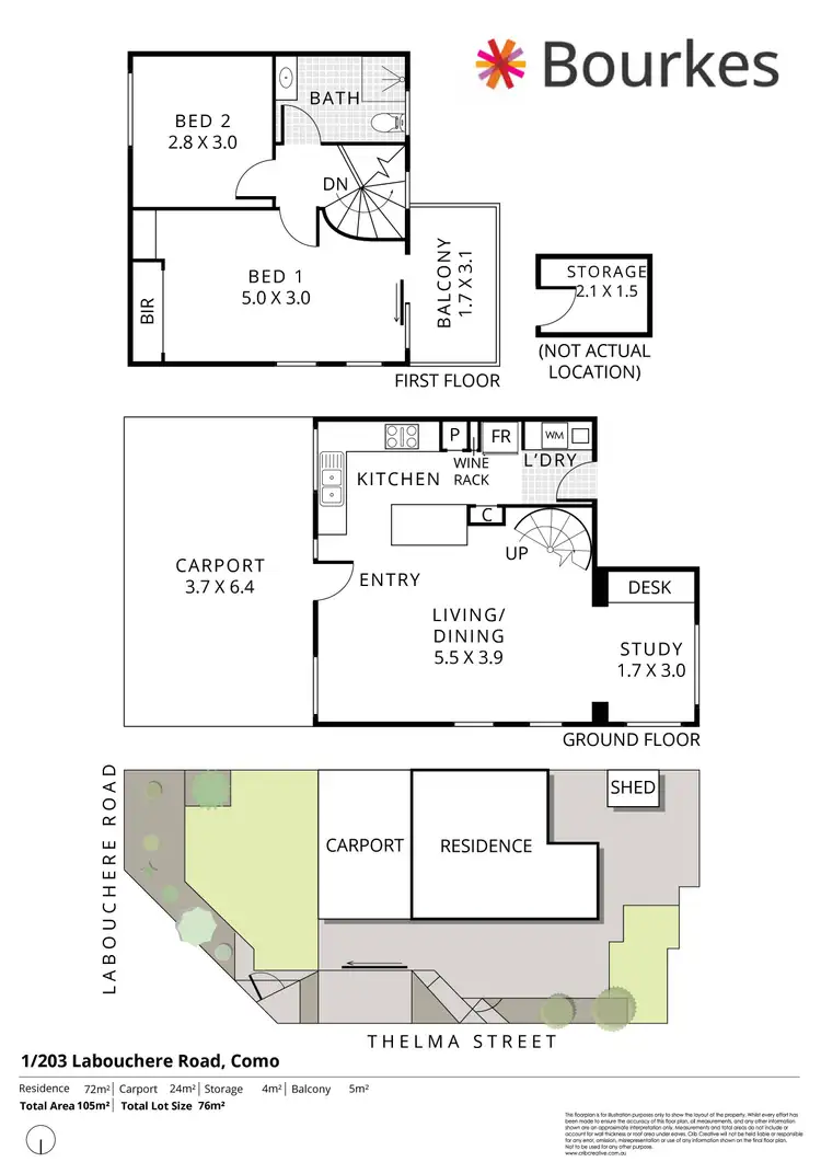 Floorplan of Homely townhouse listing, 1/203 Labouchere Road, Como WA 6152