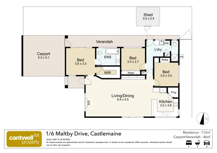 Floorplan of Homely townhouse listing, 1/6 Maltby Drive, Castlemaine VIC 3450