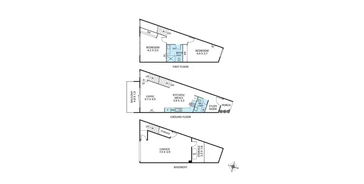 Floorplan of Homely townhouse listing, 1A/24 Collins Place, Kilsyth VIC 3137