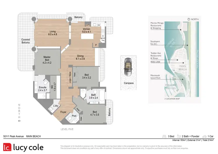 Floorplan of Homely unit listing, 501/1 Peak Avenue, Main Beach QLD 4217