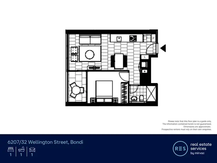 Floorplan of Homely apartment listing, 6207/32 Wellington Street, Bondi NSW 2026