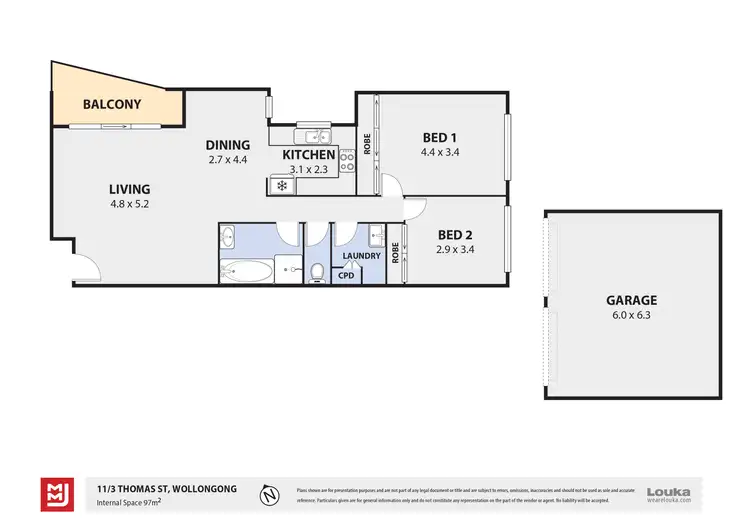 Floorplan of Homely unit listing, 11/3 Thomas Street, Wollongong NSW 2500