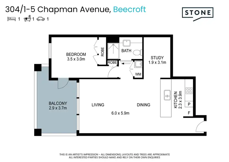 Floorplan of Homely apartment listing, 304/1-5 Chapman Avenue, Beecroft NSW 2119