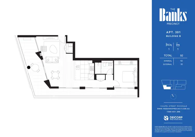 Floorplan of Homely apartment listing, B301/1 Chapel Street, Rockdale NSW 2216