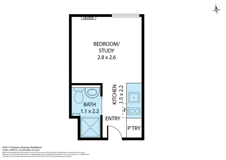 Floorplan of Homely unit listing, 416/1-5 Queens Avenue, Hawthorn VIC 3122