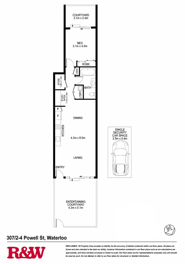 Floorplan of Homely apartment listing, 307/2-4 Powell Street, Waterloo NSW 2017