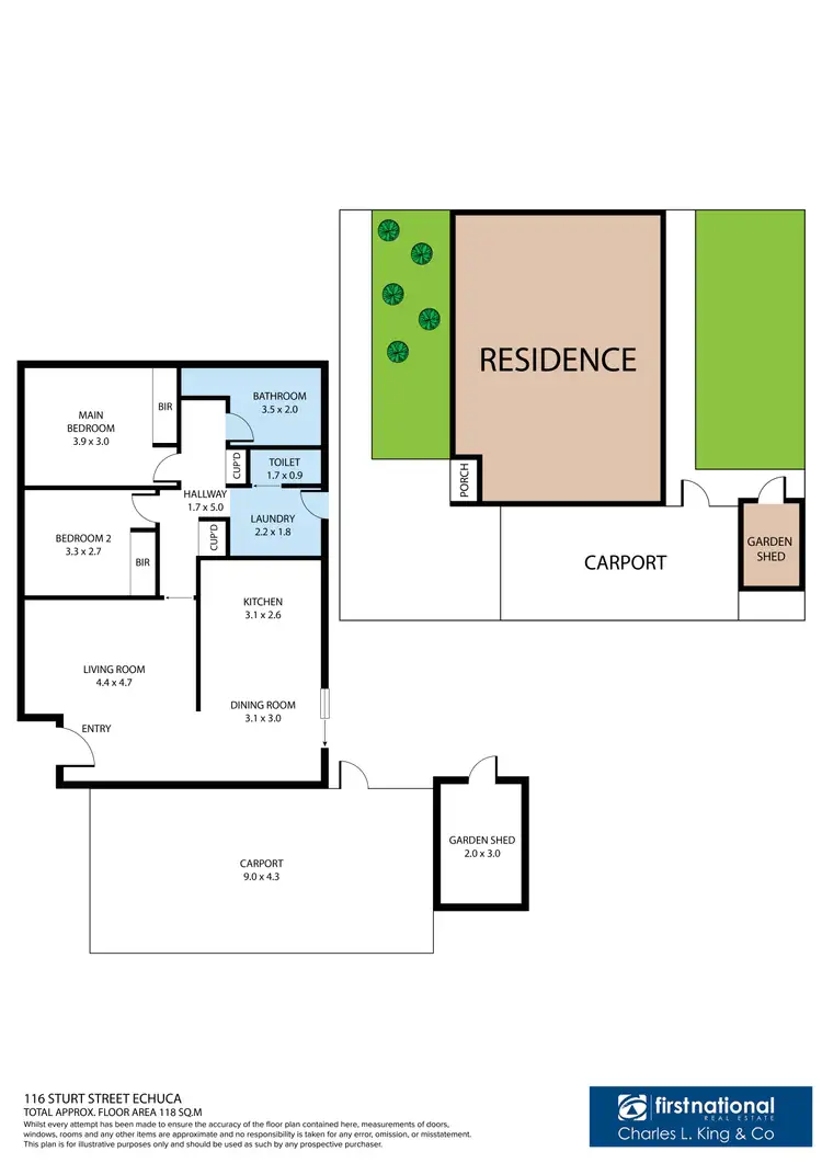 Floorplan of Homely unit listing, 2/116 Sturt Street, Echuca VIC 3564