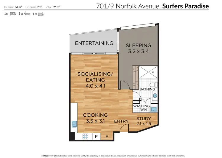Floorplan of Homely apartment listing, 701/9 Norfolk Avenue, Surfers Paradise QLD 4217