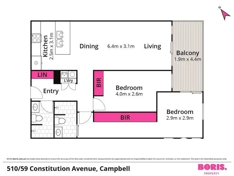 Floorplan of Homely apartment listing, 510/59 Constitution Avenue, Campbell ACT 2612