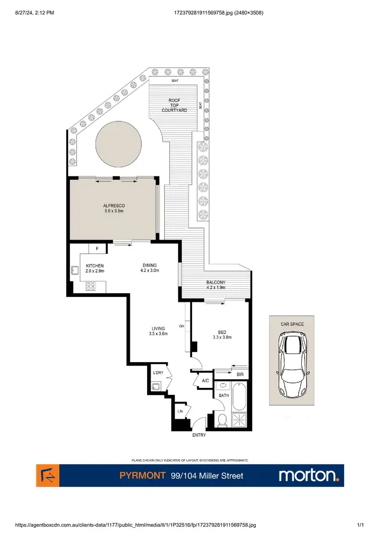 Floorplan of Homely apartment listing, 99/104 Miller Street, Pyrmont NSW 2009