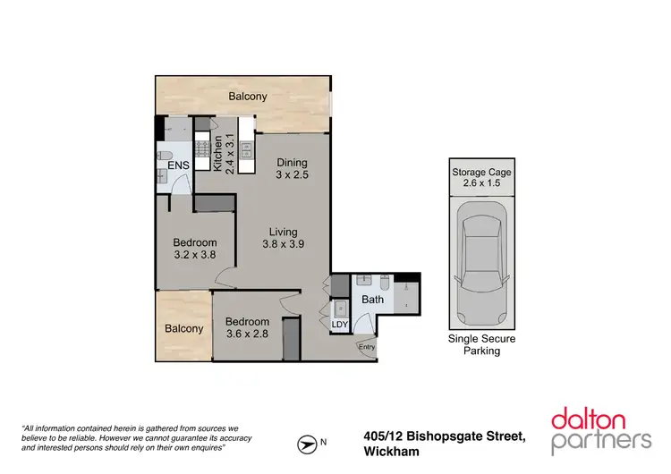 Floorplan of Homely apartment listing, 405/12 Bishopsgate Street, Wickham NSW 2293