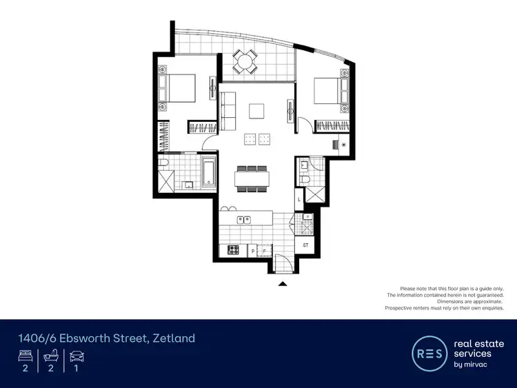 Floorplan of Homely apartment listing, 1406/6 Ebsworth Street, Zetland NSW 2017
