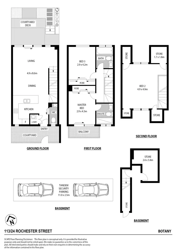 Floorplan of Homely townhouse listing, 113/24 Rochester Street, Botany NSW 2019