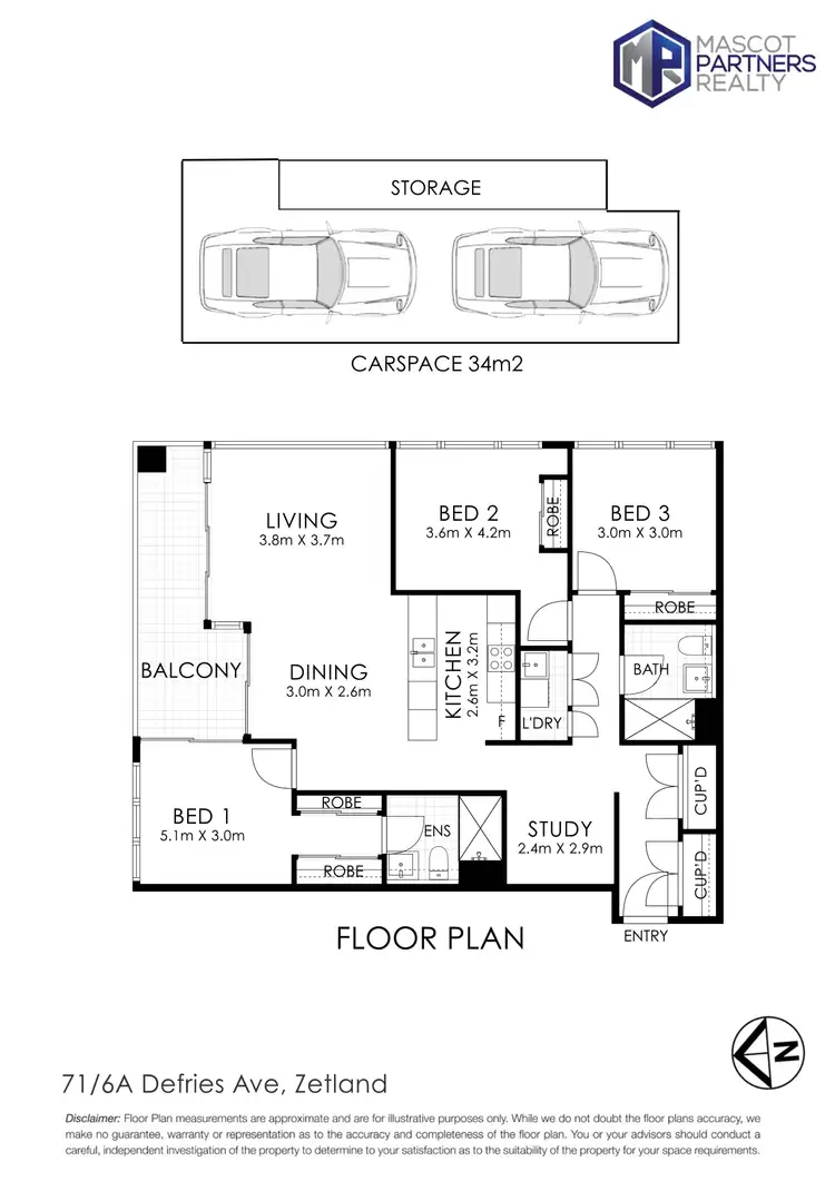 Floorplan of Homely apartment listing, 71/6A Defries Avenue, Zetland NSW 2017