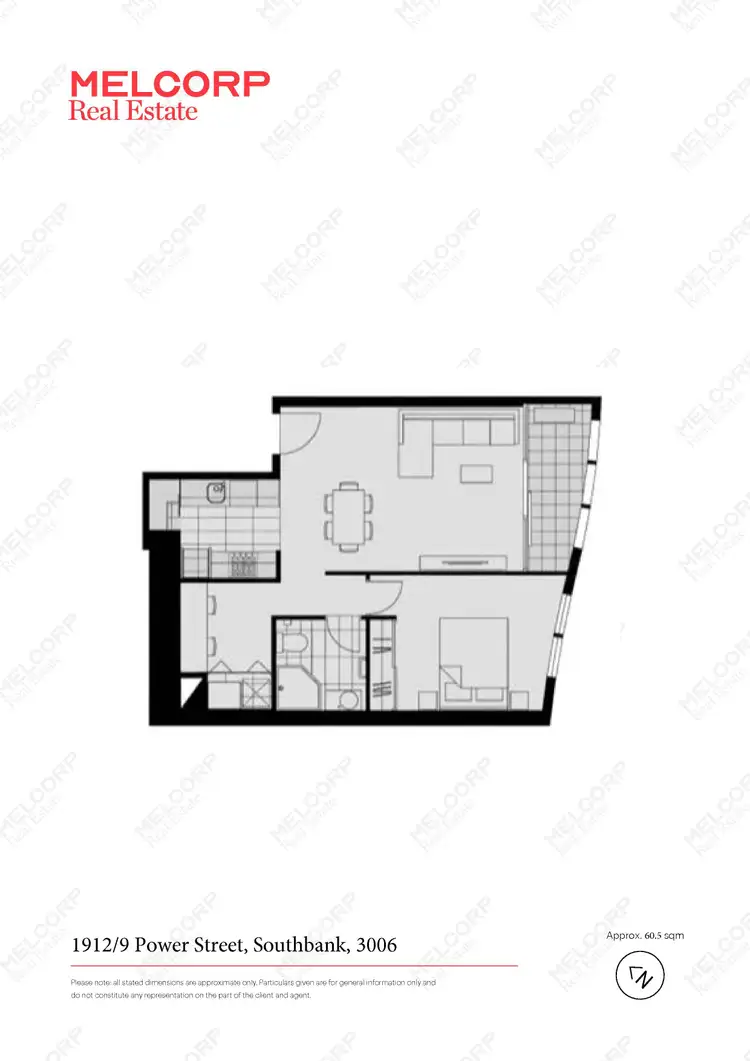 Floorplan of Homely apartment listing, 1912/9 Power Street, Southbank VIC 3006