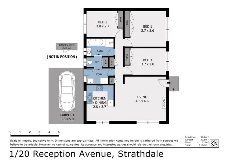 Floorplan of Homely unit listing, 1/20 Reception Avenue, Strathdale VIC 3550