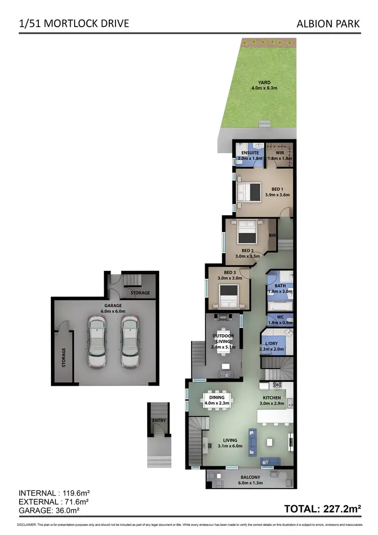 Floorplan of Homely semi-detached listing, 1/51 Mortlock Drive, Albion Park NSW 2527