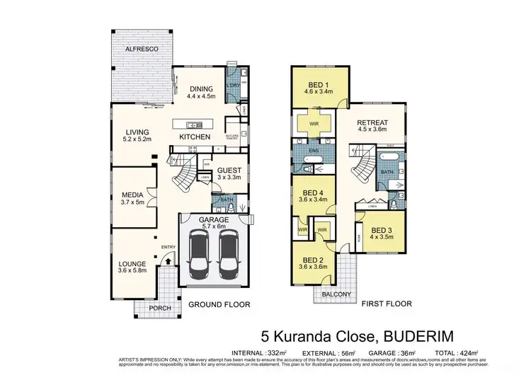Floorplan of Homely house listing, 5 Kuranda Close, Buderim QLD 4556