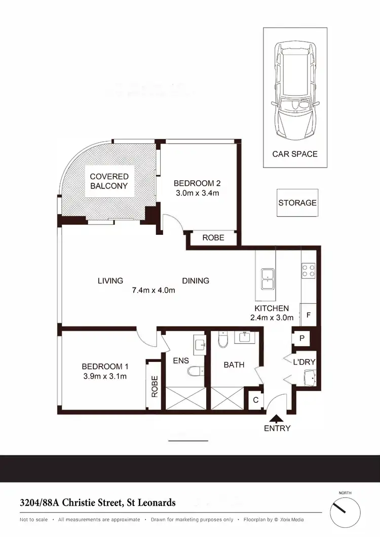 Floorplan of Homely apartment listing, 3204/88A Christie Street, St Leonards NSW 2065
