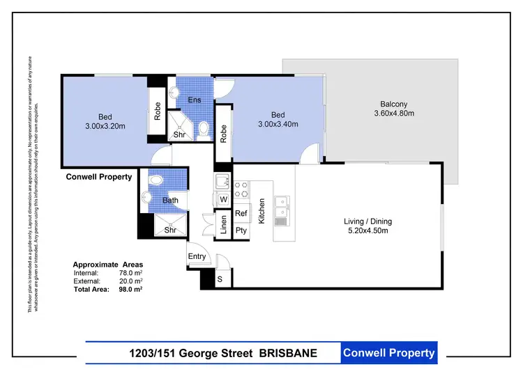 Floorplan of Homely unit listing, 1203/151 George Street, Brisbane City QLD 4000