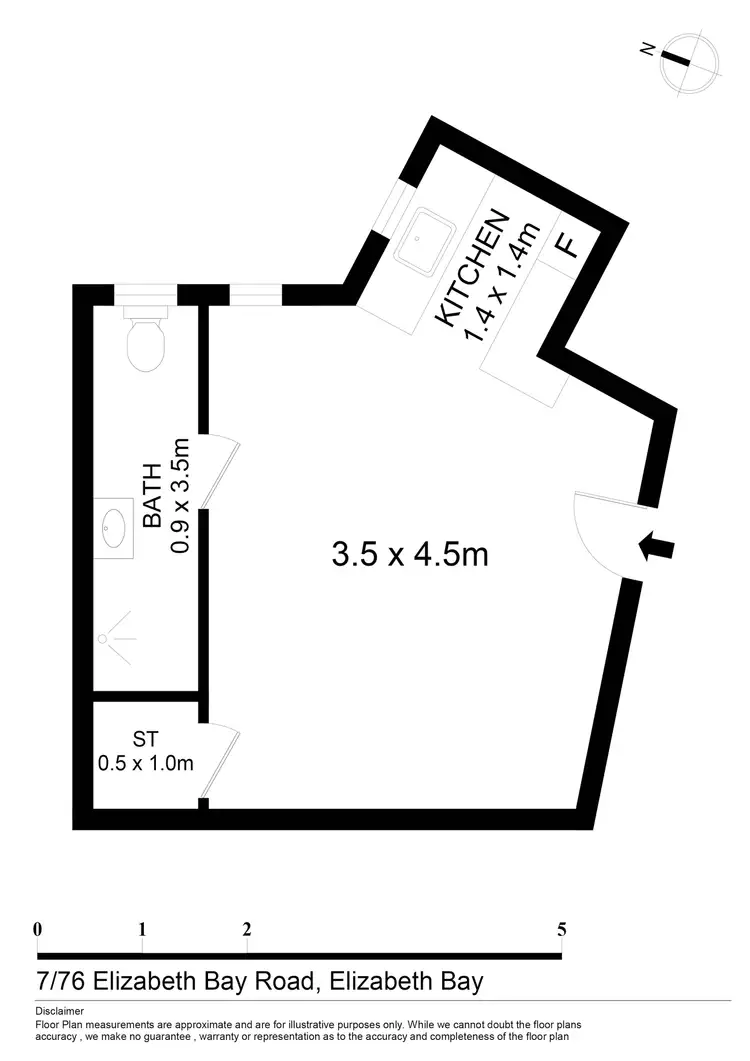 Floorplan of Homely studio listing, 7/76 Elizabeth Bay Road, Elizabeth Bay NSW 2011