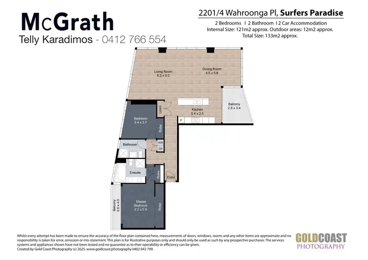 Floorplan of Homely apartment listing, 2201/4 Wahroonga Place, Surfers Paradise QLD 4217