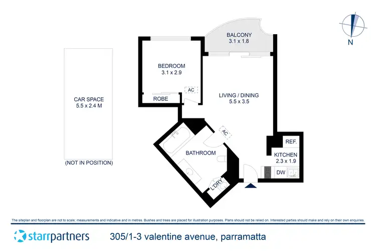Floorplan of Homely apartment listing, 305/1-3 Valentine Avenue, Parramatta NSW 2150