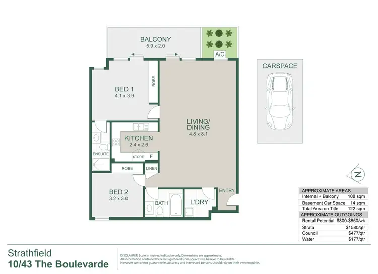 Floorplan of Homely apartment listing, 10/43 The Boulevard, Strathfield NSW 2135