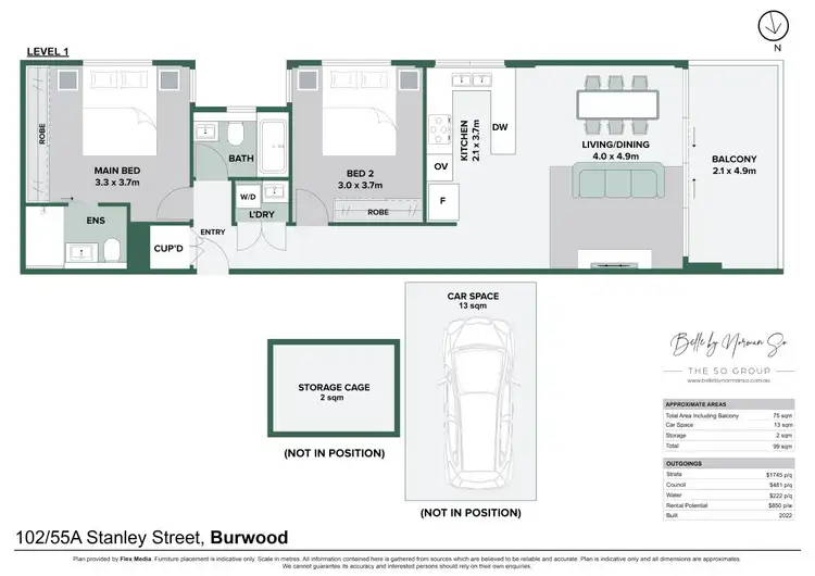 Floorplan of Homely apartment listing, 102/55A-57 Stanley Street, Burwood NSW 2134