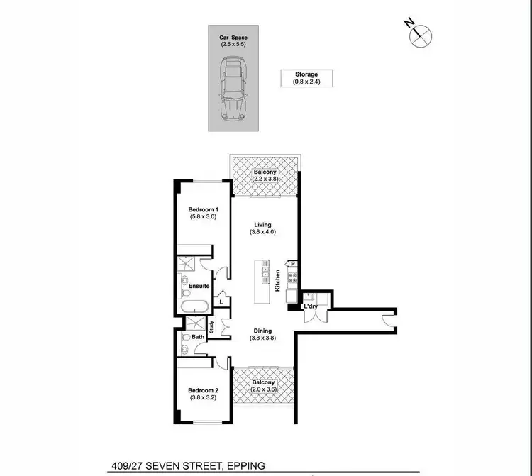 Floorplan of Homely apartment listing, 409/27 Seven Street, Epping NSW 2121