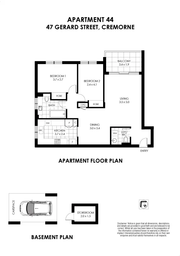 Floorplan of Homely unit listing, 44/47 Gerard Street, Cremorne NSW 2090