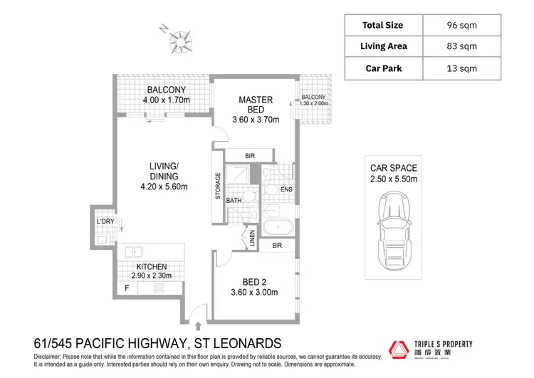 Floorplan of Homely apartment listing, Level 10/61/545-553 Pacific Highway, St Leonards NSW 2065
