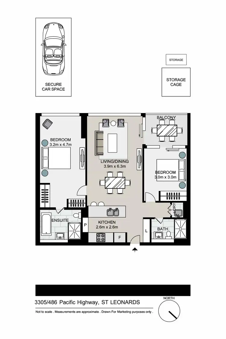 Floorplan of Homely apartment listing, 3305/486 Pacific Highway, St Leonards NSW 2065