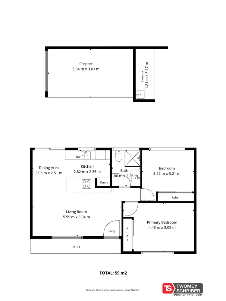 Floorplan of Homely semi-detached listing, 1/8 Seary Close, Whitfield QLD 4870