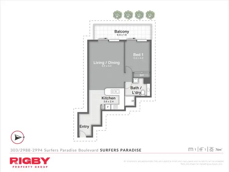 Floorplan of Homely apartment listing, 303/2990-2994 Gold Coast Highway, Surfers Paradise QLD 4217
