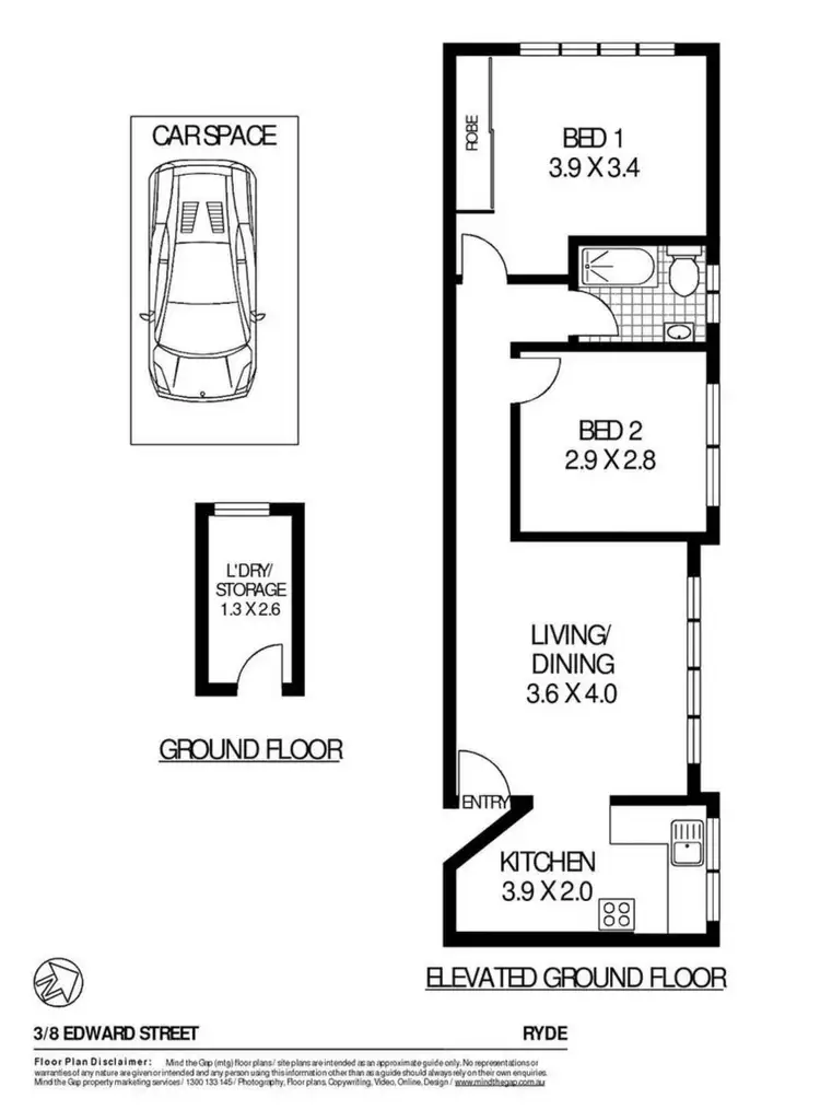 Floorplan of Homely unit listing, 3/8 Edward Street, Ryde NSW 2112