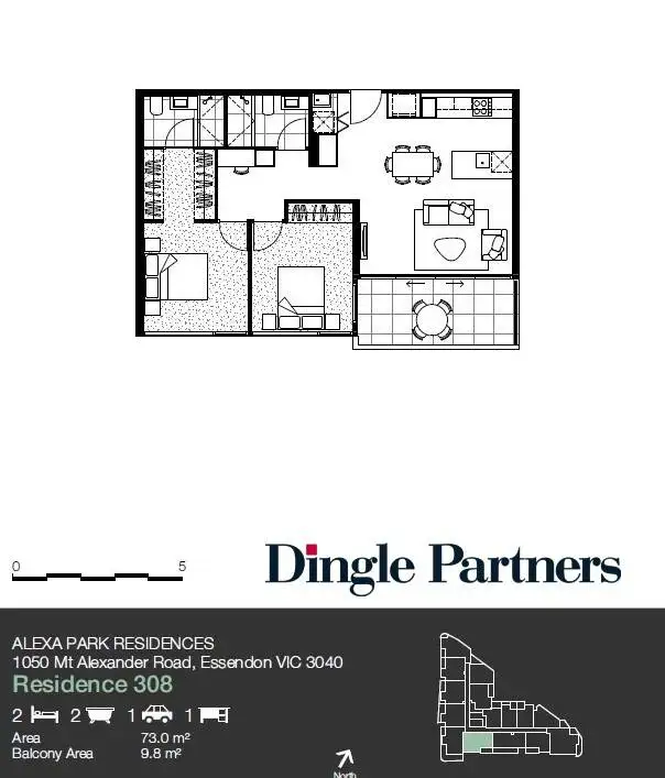 Floorplan of Homely apartment listing, 308/1050 Mt Alexander Road, Essendon VIC 3040