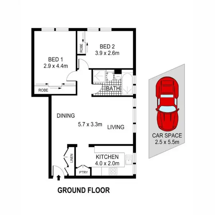 Floorplan of Homely apartment listing, 2/3 Barber Avenue, Eastlakes NSW 2018