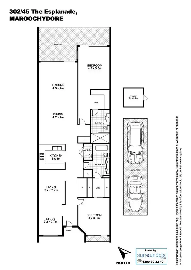 Floorplan of Homely unit listing, 302/45 The Esplanade, Maroochydore QLD 4558