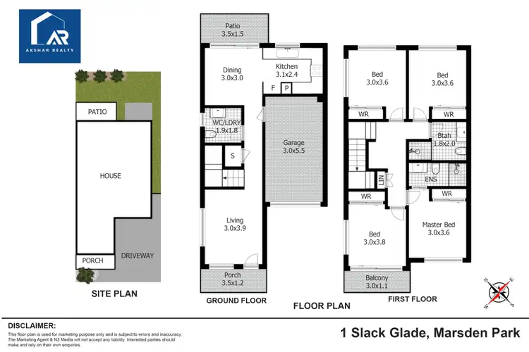 Floorplan of Homely townhouse listing, 1 Slack Glade, Marsden Park NSW 2765