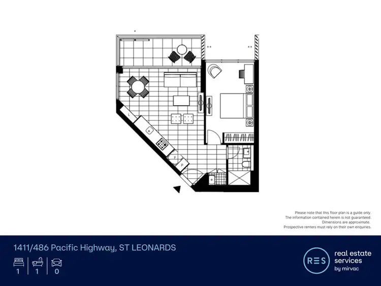 Floorplan of Homely apartment listing, 1411/486 Pacific Highway, St Leonards NSW 2065