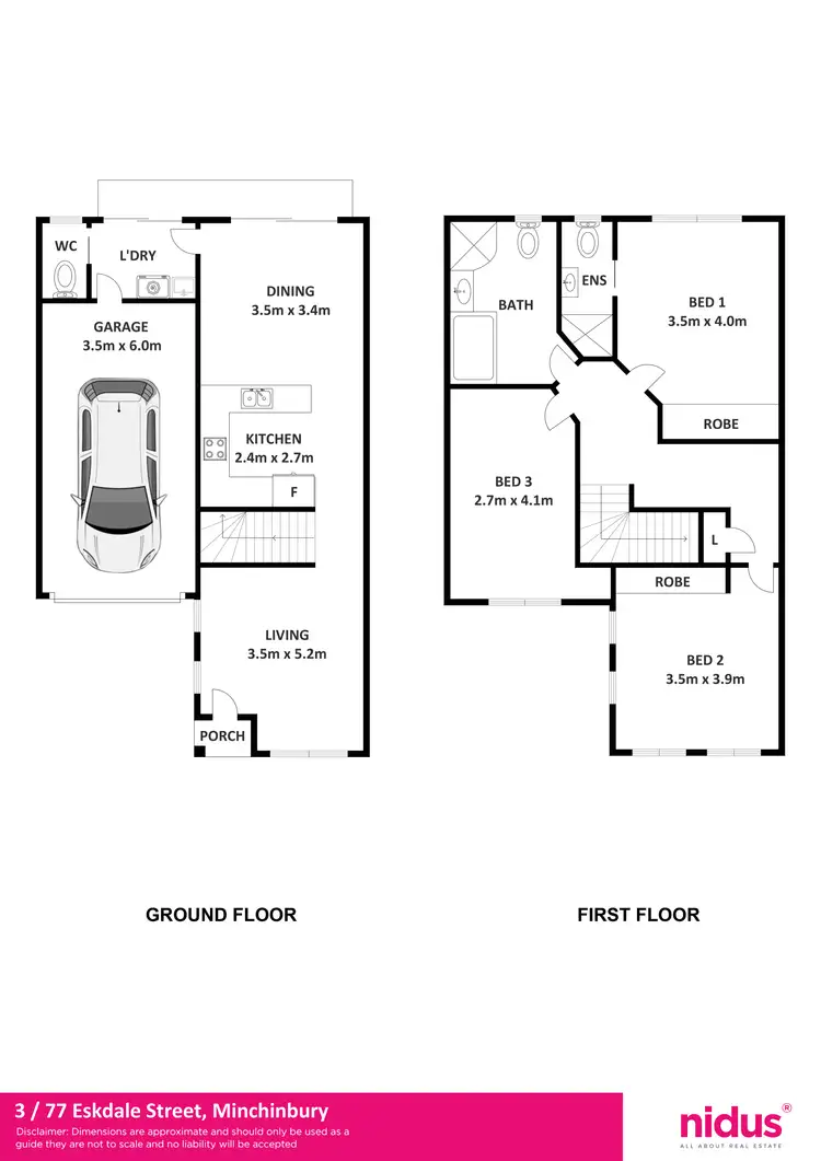 Floorplan of Homely townhouse listing, 3/77 Eskdale Street, Minchinbury NSW 2770