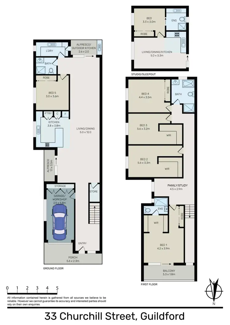 Floorplan of Homely semi-detached listing, 33 Churchill Street, Guildford NSW 2161