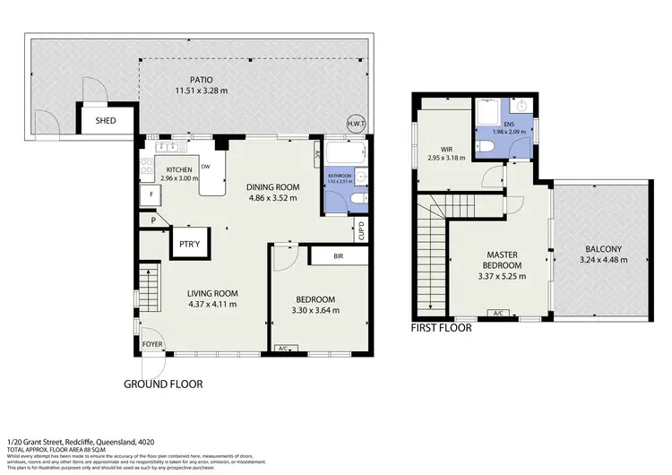 Floorplan of Homely unit listing, 1/20 Grant Street, Redcliffe QLD 4020