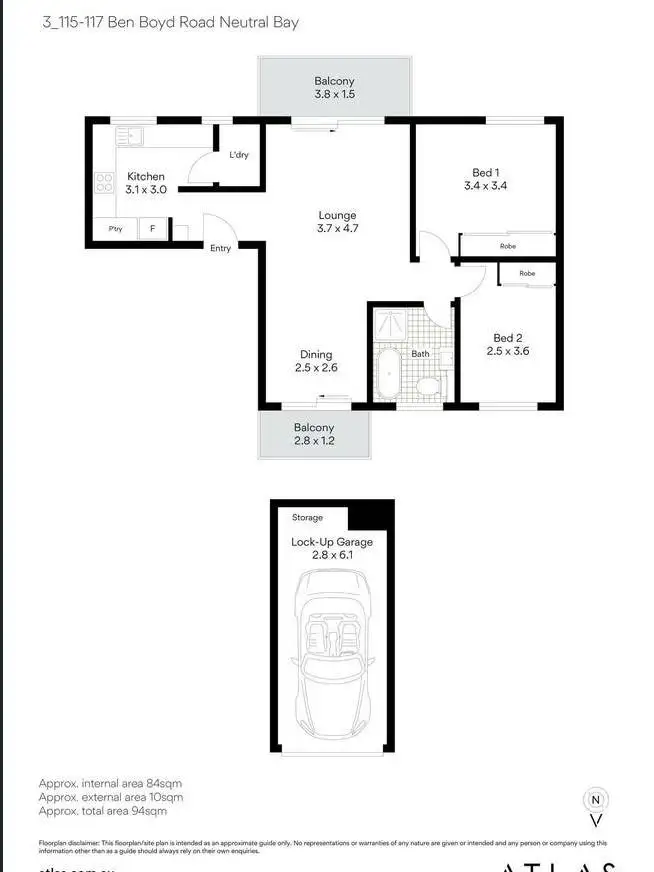 Floorplan of Homely apartment listing, 3/115-117 Ben Boyd Road, Neutral Bay NSW 2089