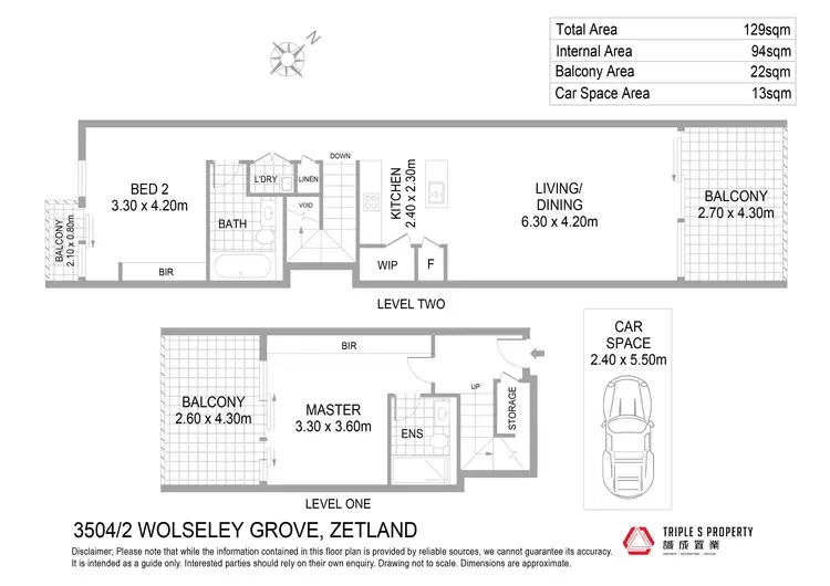 Floorplan of Homely apartment listing, 3504/2 Wolseley Grove, Zetland NSW 2017